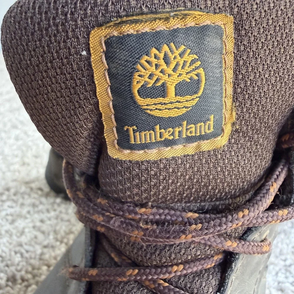 Timberland Hiking Boots Boys Size 6.5 Brown Leather Lace Up Trail Outdoor Ankle